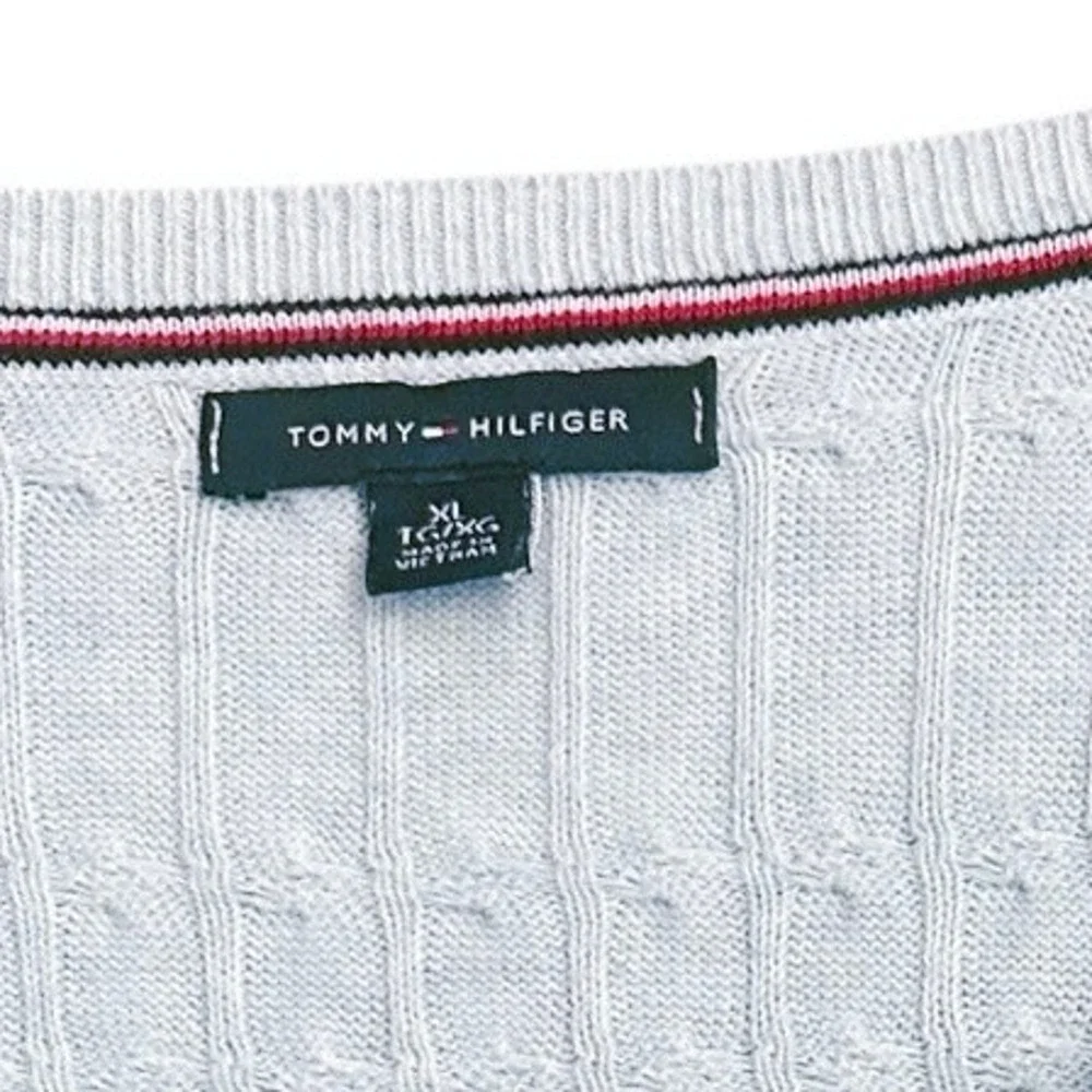 Tommy Hilfiger Blue Cable Knit Sweater Women XL Coastal Lightweight